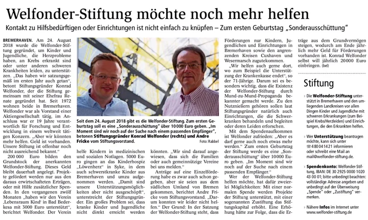 Welfonder-Stiftung möchte noch mehr helfen