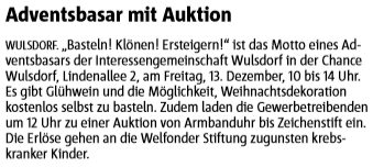 Weiteres Pressebild zu Adventsbasar