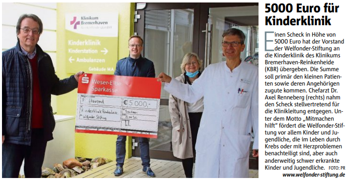 5.000 Euro für Kinderklinik