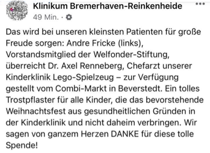 Stiftung spendet Lego-Spielzeug