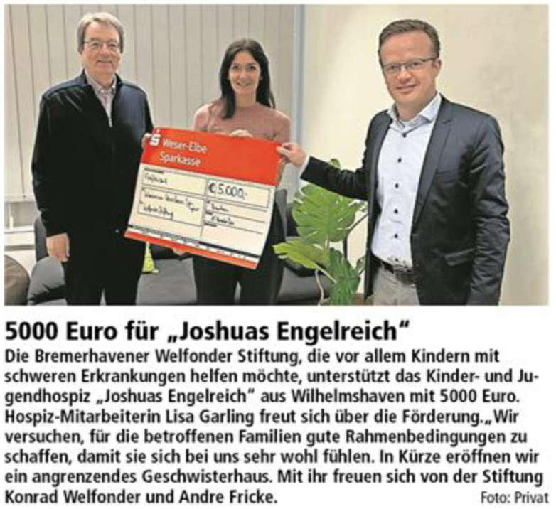 5.000 Euro für „Joshuas Engelreich“