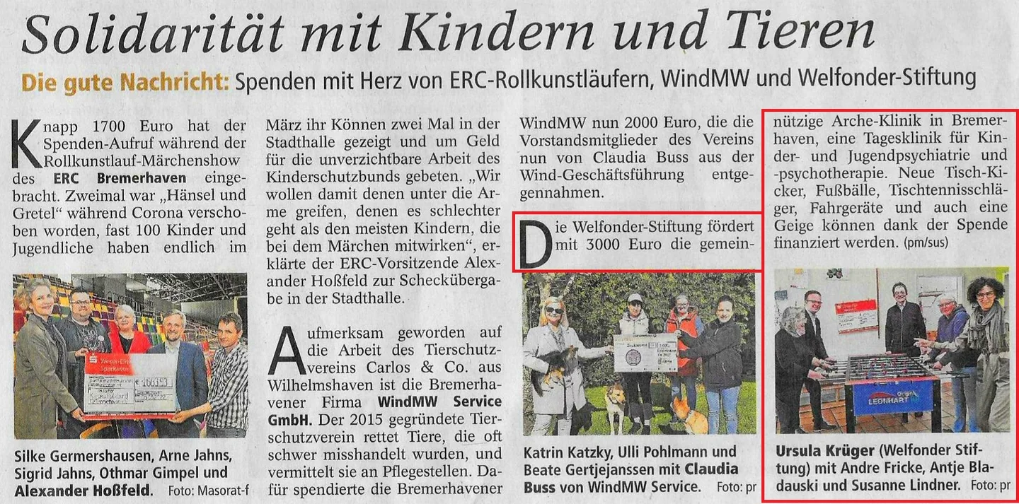 Spende für die Arche Klinik