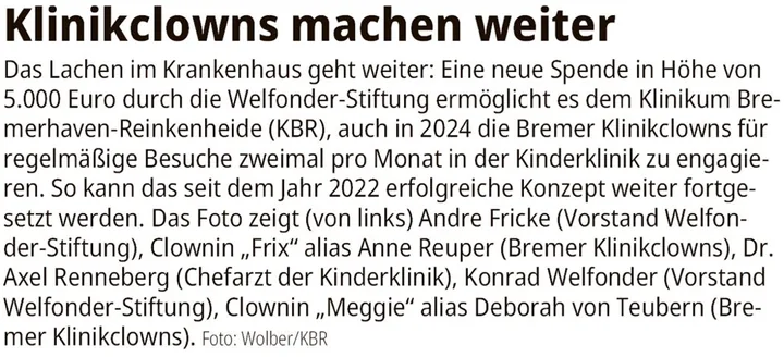 Weiteres Pressebild zu Klinikclowns machen weiter