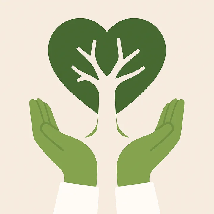 Baum in Herzform – Symbol für nachhaltiges Zustiften