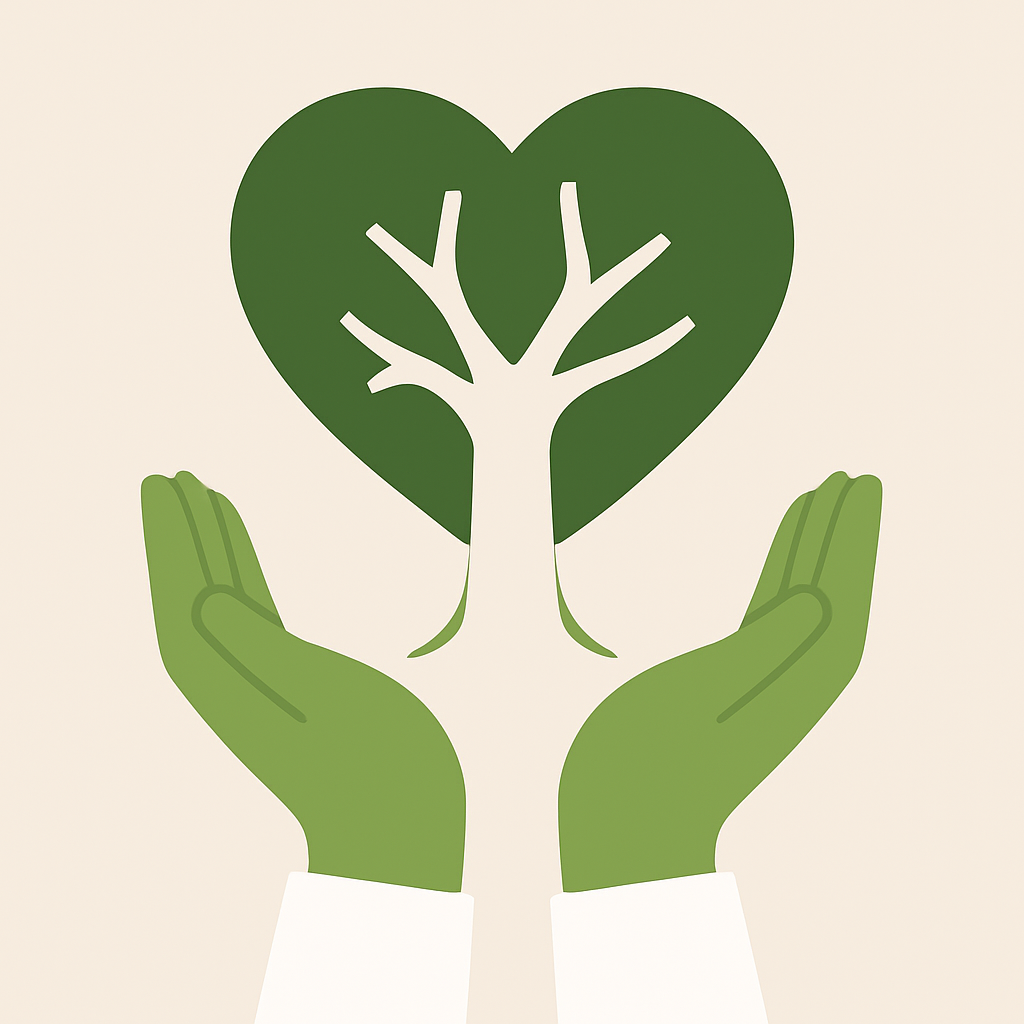 Baum in Herzform – Symbol für nachhaltiges Zustiften